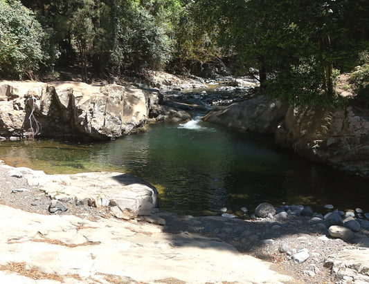 Crystal-clear water cascading into Ladies Well on the Allyn River NSW