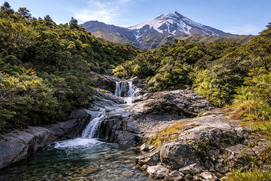 Swim at Wilkies Pools in Egmont National Park near Mount Taranaki. Alpine rock basins, rainforest walk access, and refreshing mountain plunge pools.